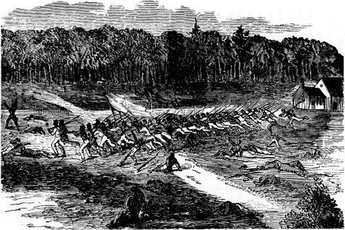 A GALLANT CHARGE.

The 22nd Negro Regiment, Duncan's
Brigade, carrying the first line of Confederate works before Petersburg,
Va.