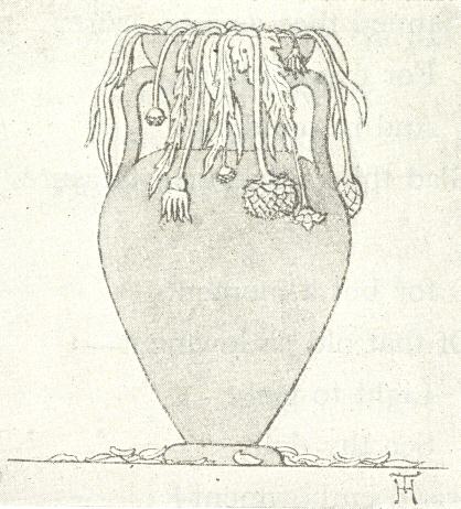Sketch of vase with dead flowers