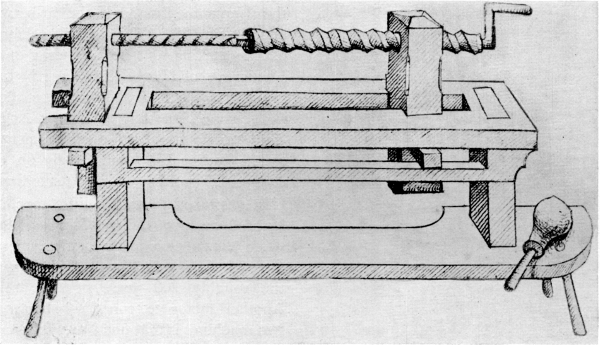 Figure 1.— Earliest representation found of a
master-screw type of thread-cutting machine