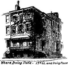 Where Irving lived—17th St. and Irving Place