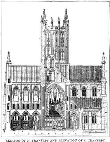 Section of North Transept, and Elevation of South Transept.