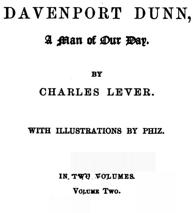 Davenport Dunn Vol 2 By Charles Lever