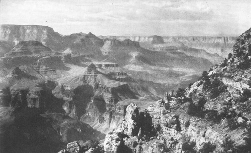 The Grand Canyon of the Colorado shows on a magnificent
scale the work of water in cutting away rock walls