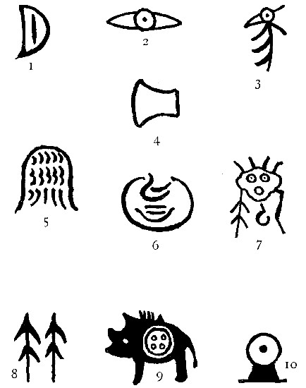 REBUS-PICTURES FROM THE OLD CHINESE, SHOWING THE
BEGINNINGS OF PICTURE-WRITING.