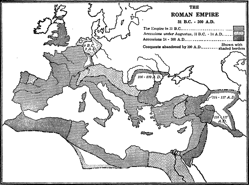 The Roman Empire from 31 B. C. to 300 A. D.