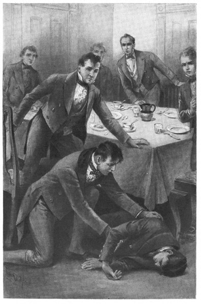 The poor fellow fell to the floor as if he were dead.

Page 166.