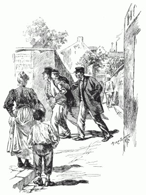 ARREST OF A DANGEROUS MALEFACTOR BY "AGENTS DE LA SURETÉ" IN THE QUARTIER BELLEVILLE, CELEBRATED FOR ITS "GUINGUETTES." After a drawing by M. Martin. ARREST OF A DANGEROUS MALEFACTOR BY "AGENTS DE LA SURETÉ" IN THE QUARTIER BELLEVILLE, CELEBRATED FOR ITS "GUINGUETTES." After a drawing by M. Martin.