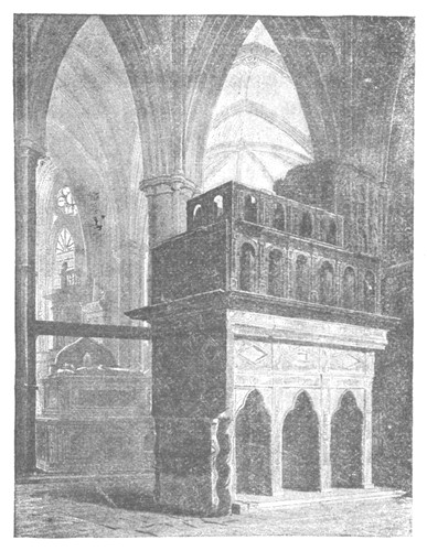 SHRINE OF EDWARD THE CONFESSOR.—AT LEFT, TOMB OF HENRY THE THIRD.