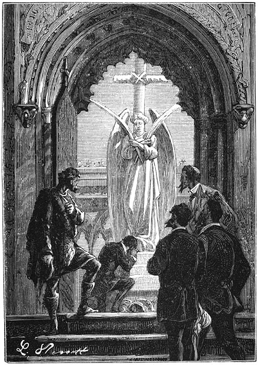 Hij viel op zijne knie&euml;n. Blz. 126.