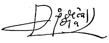 Autograph of Pedro de Candia.
