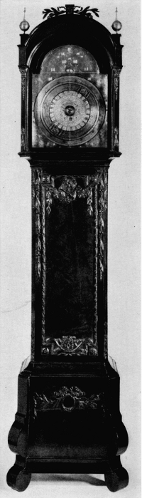 Figure 8.—The Borghesi clock in the Museum of History
and Technology, constructed in 1764 by Bartolomeo Antonio Bertolla of
Mocenigo di Rumo from the designs of Father Francesco Borghesi of Rumo
and Mechel.