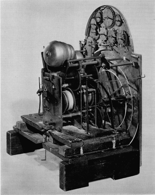 Figure 19.—Movement of the Borghesi clock, viewed from
the rear, showing rear of dial plate.