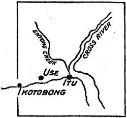 Map illustrating Creek Town, Itu and Ikotobong and their relationship to the Cross River and Enyong Creek