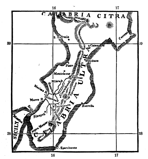 Map of Calabria.