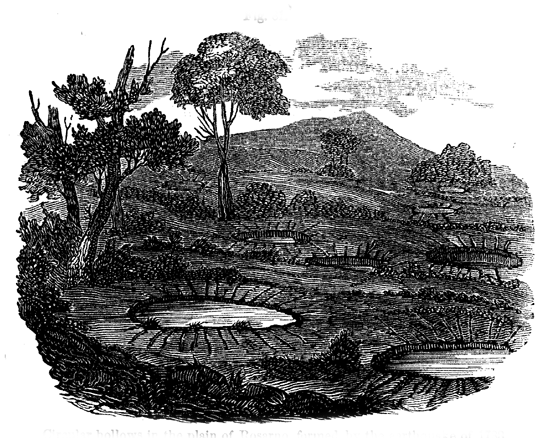 Circular hollows in the plain of Rosarno, formed by the earthquake of 1783.