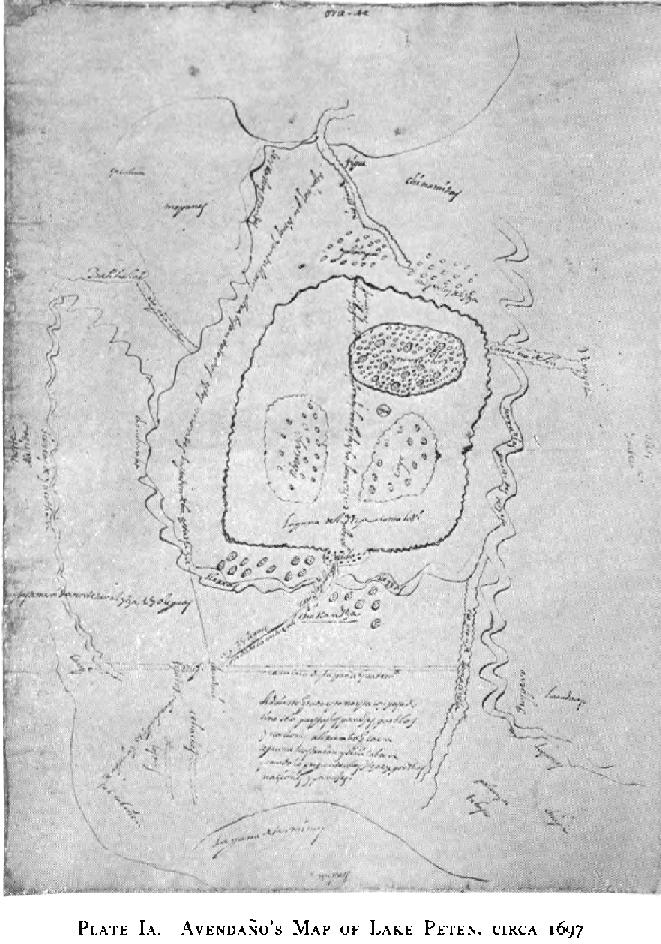 Avendao's Map of Lake Peten, Circa 1697