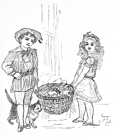 "Johnny would take one handle, and Rosy the other, and bring it to the
house."&mdash;Page 16.