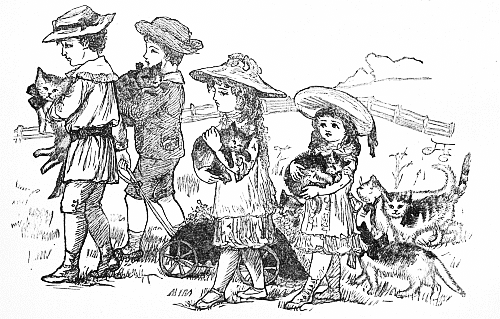 "The children gave him a grand funeral. Each carried a cat in its arms, and the rest of the cats followed on."&mdash;Page 78.