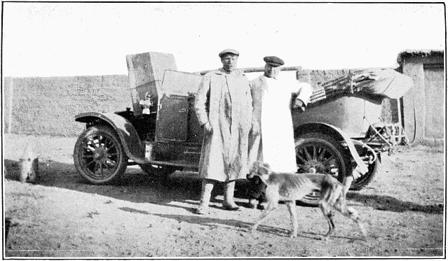 The Bishop and Russian Chauffeur in the midst of the Steppes on the way to Atbazar.