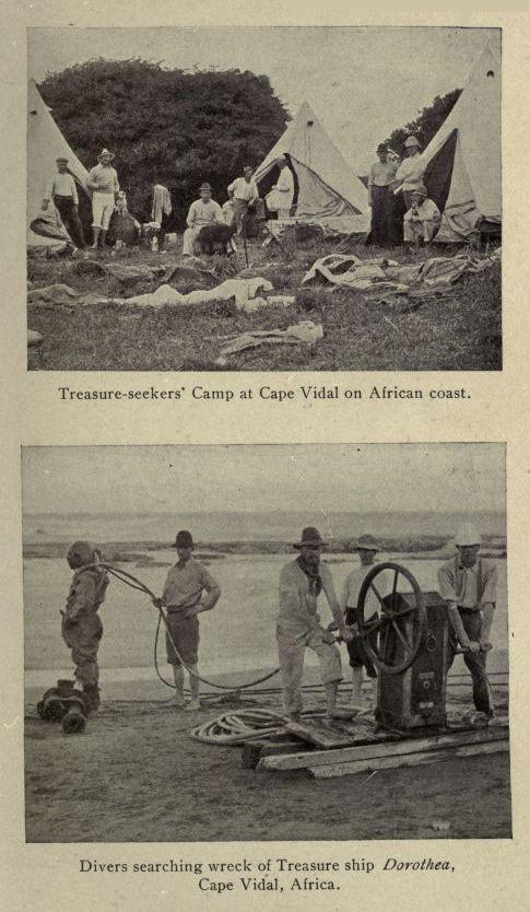 Treasure-seekers' Camp at Cape Vidal on African coast.