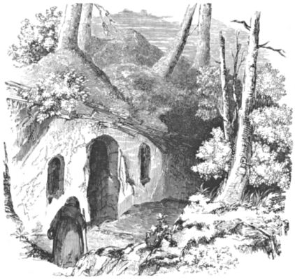 A person walks towards the hermit's dwelling