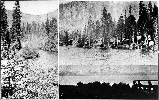 1. Mountain Stream in California. 2. Fallen Leaf Lake,
near Lake Tahoe. 3. Mountains around Lake Tahoe.