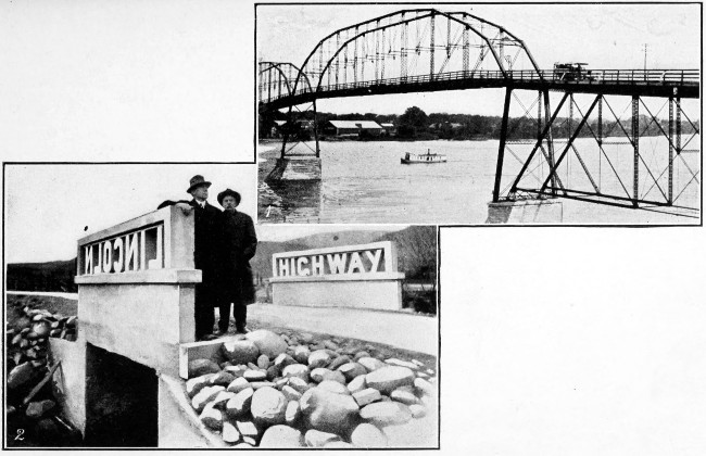 1. Crossing Mississippi at Clinton, Iowa. 2. Bridge near
Reno.