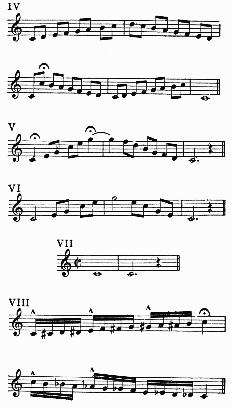 VI-VIII, musical notation
