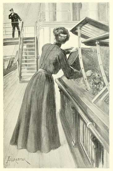 "Looking up, she caught the furious eye of Cheeseman
glaring at her along the blue barrel of his still levelled pistol."