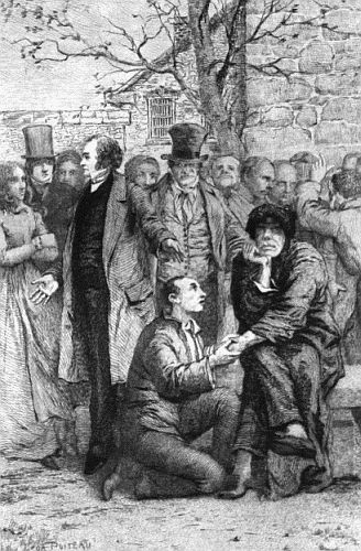 "The Schoolmaster Was Sitting on a Bench"
Original Etching by Porteau