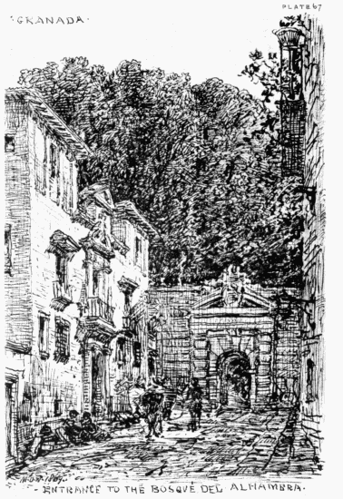 PLATE 67
GRANADA
ENTRANCE TO THE BOSQU DEL ALHAMBRA
MDW 1869