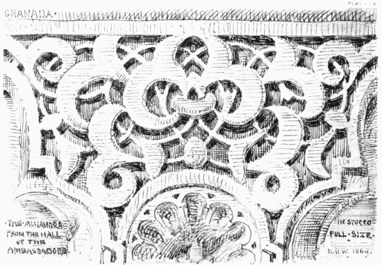 PLATE 70
GRANADA
THE ALHAMBRA FROM THE HALL OF THE AMBASSADORS
IN STUCCO FULL SIZE
MDW 1869
