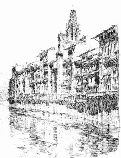 OLD HOUSES ON THE RIVER: GERONA.