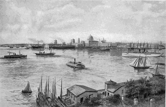 THE BAY AND HARBOR OF HAVANA

The capital of Cuba is seated upon the shore of a spacious and beautiful
bay, the entrance to which is between the two bold headlines crowned
respectively by the Morro Castle and La Punta fortress, while the domes
and spires of the great city have for a background the central mountain
range of the island. The harbor of Havana is one of the most secure and
commodious in the world, and in commercial importance, measured by
tonnage of shipping, ranks among the foremost in the Western
Hemisphere.