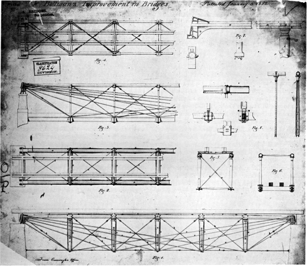 Figure 5.—Bollman’s original patent drawing, 1851. (In
National Archives, Washington, D.C.)