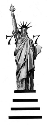 {Statue of Liberty with "77"}