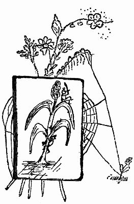 The Boy's Illustration. Fig. 32.—Spite the Spy Climbs a Weed to Reconnoitre.