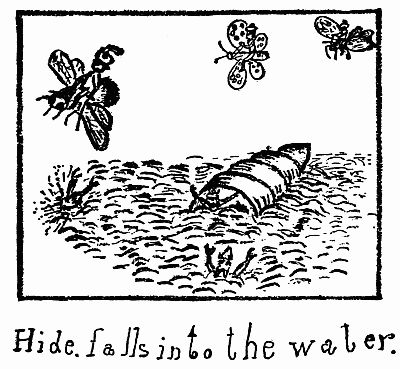 Hide, falls into the water.
The Boy's Illustration.
Fig. 92.—The Sinking of the Pixie Ram.