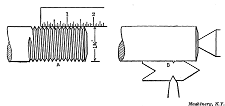 Measuring Number of Threads per Inch—Setting Thread Tool