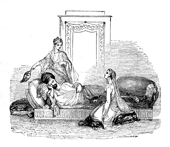 The Young King on his Bed, attended by Two Maids