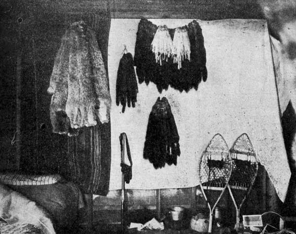 THE INSIDE OF NORTHERN TRAPPER'S CABIN.
