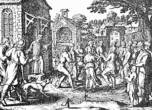 5. Dancing mania. Illustration from Johann Ludwig Gottfried's Chronik. 1632.