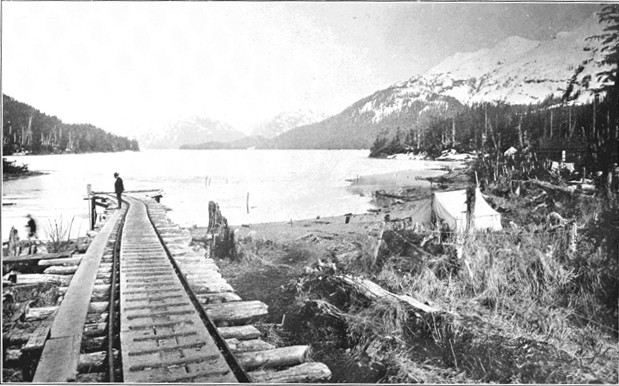 Copyright by E. A. Hegg, Juneau

Railroad Construction, Eyak Lake