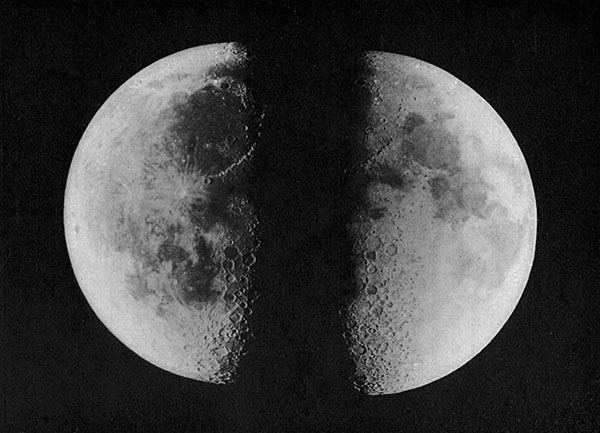 Fig. 55.—The moon at first and last quarter. Lick Observatory photographs.
