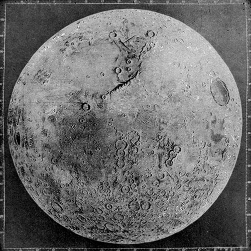 Fig. 56.—Relief map of the moon's surface.—After Nasmyth and Carpenter.