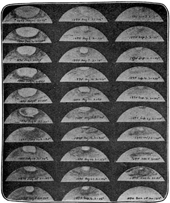 Fig. 97.—The south polar cap of Mars in
1894.—Barnard.