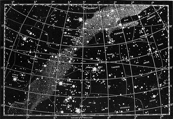 Fig. 120.—Illustrating the division of the sky into constellations.