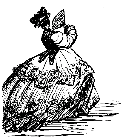 Our artist mixes in the giddy dance, and falls
desperately in love with this sweet creature—— but