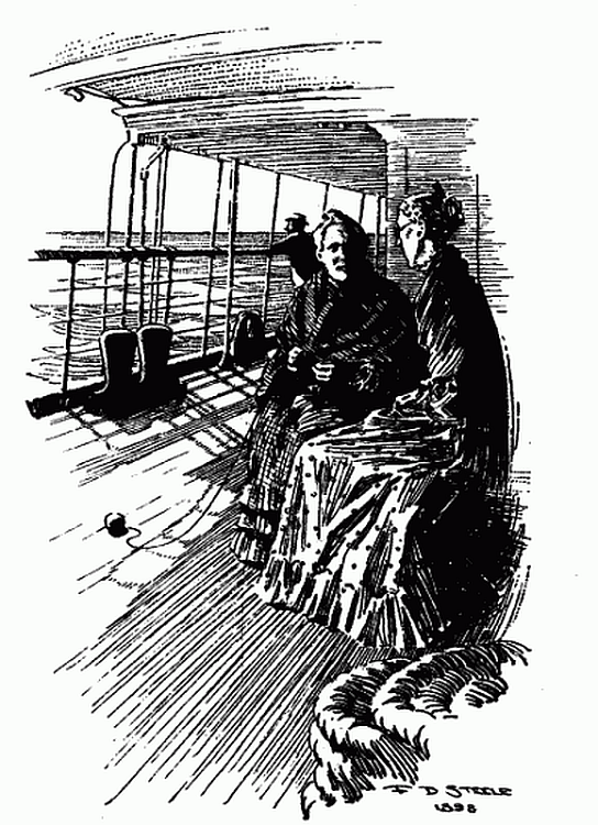 Mrs. Lecks and Mrs. Aleshine on ship deck