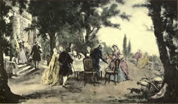 Voltaire receives Mme. d'Épinay at Les Délices.